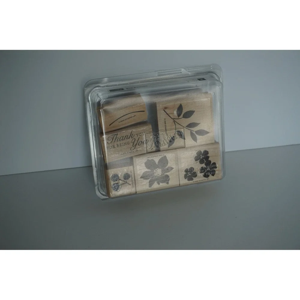 Stampin Up Best Blossoms Wood Mount Rubber Stamp Set 6pc Floral Thank You 2006
